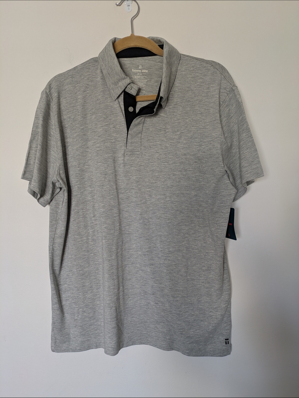 Tommy John Nwt Men's Grey Second Skin Comfort Polo Sz M